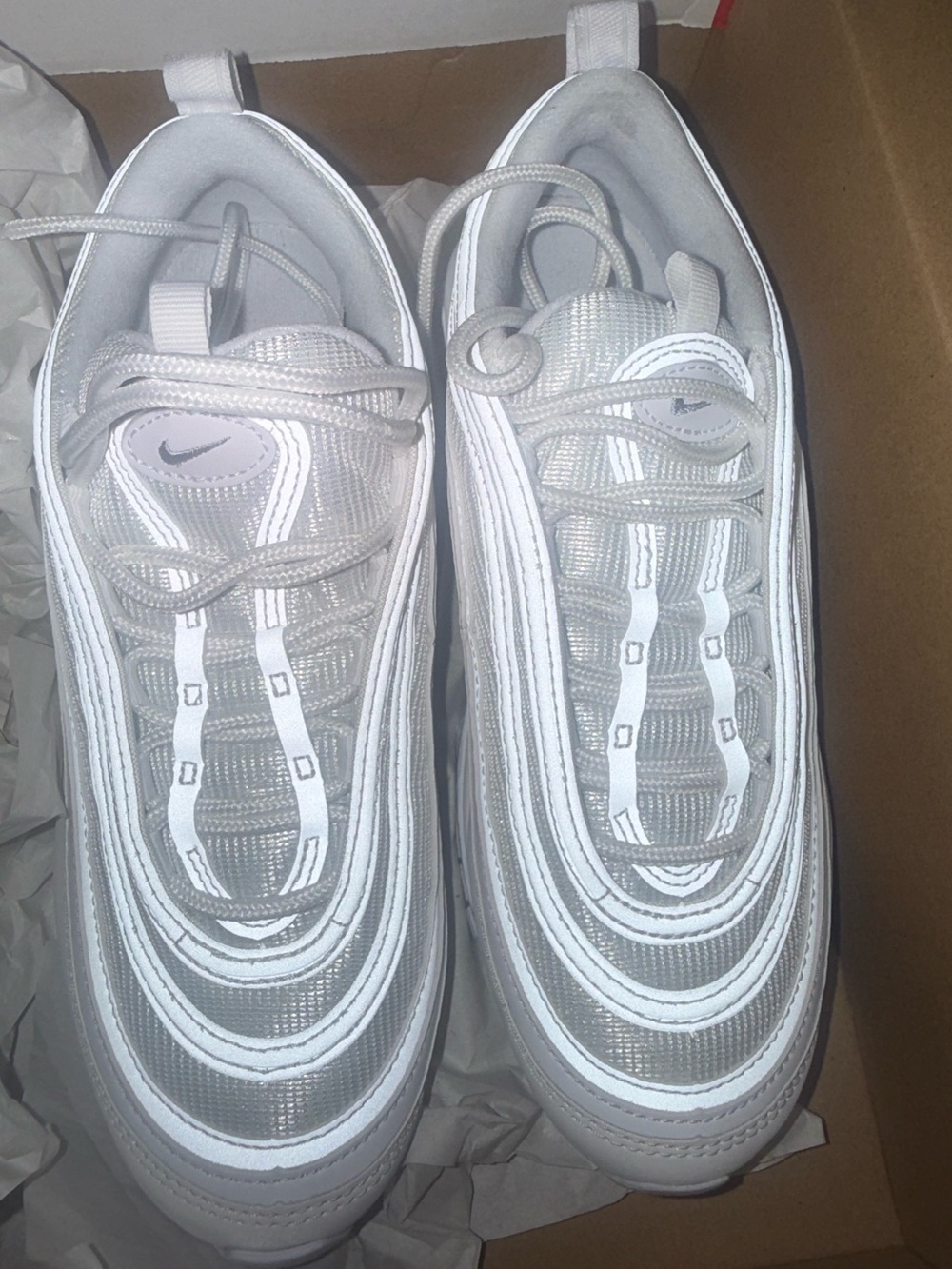 Nike Air Max 97 Triple White Wolf Grey Men’s 6.5 / Women’s 8 921826-101 Like New - Picture 5 of 16